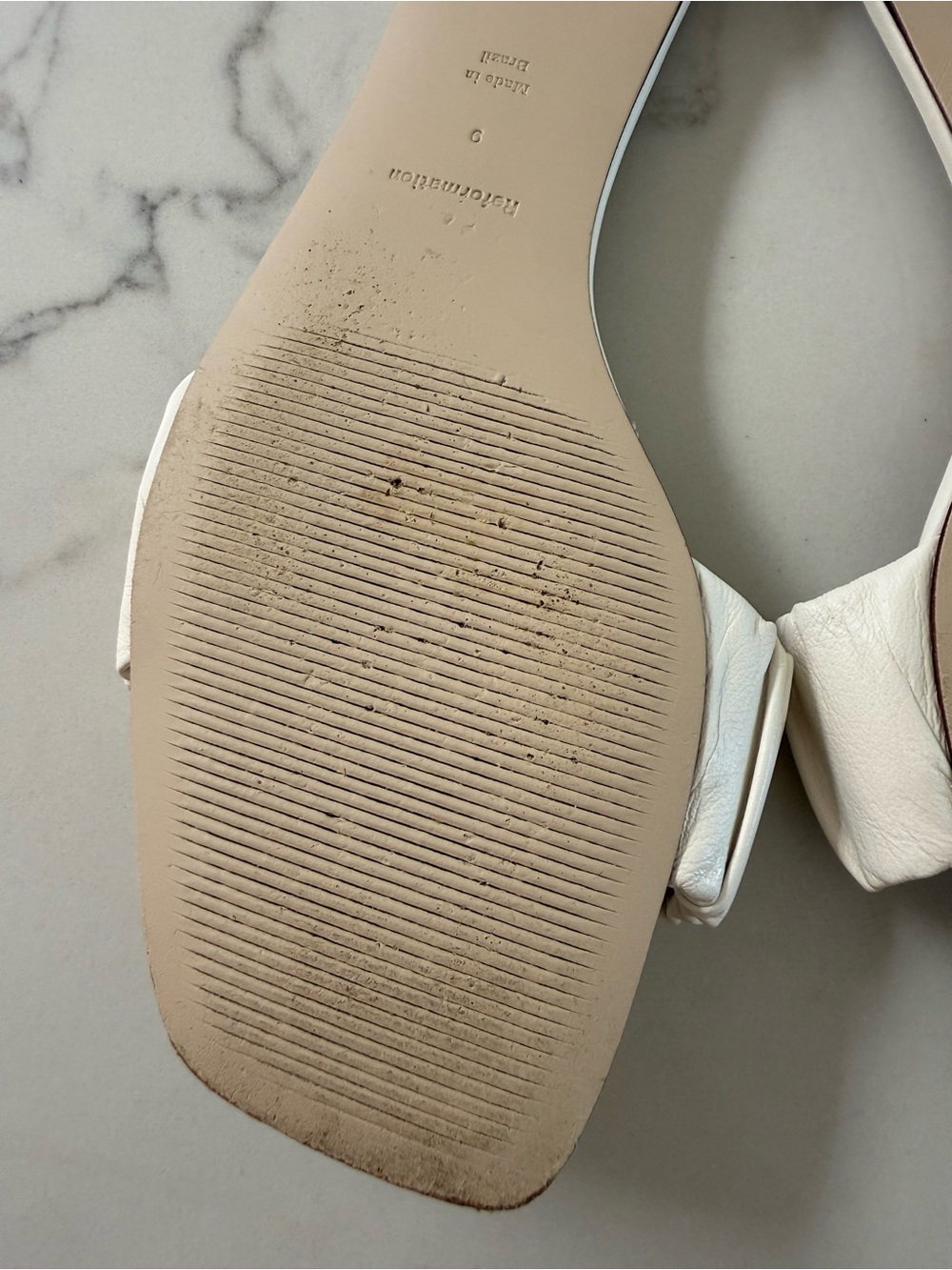 Reformation Marcella Ruched Flat Slide - White - Size 9 View 5